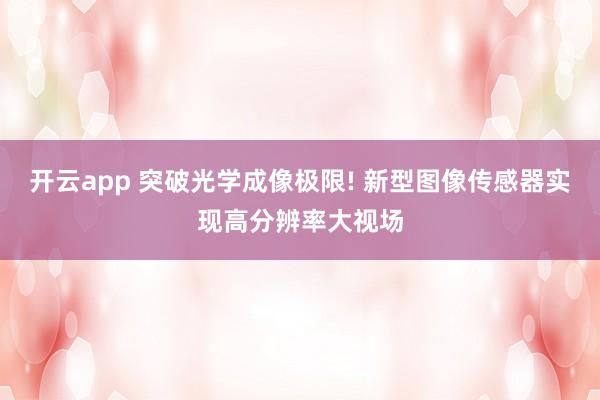 开云app 突破光学成像极限! 新型图像传感器实现高分辨率大视场