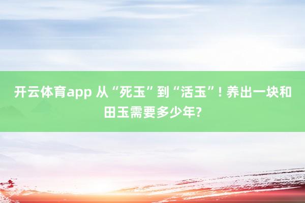 开云体育app 从“死玉”到“活玉”! 养出一块和田玉需要多少年?