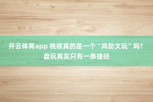开云体育app 桃核真的是一个“鸡肋文玩”吗? 盘玩其实只有一条捷径
