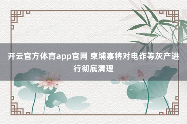 开云官方体育app官网 柬埔寨将对电诈等灰产进行彻底清理