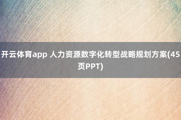 开云体育app 人力资源数字化转型战略规划方案(45页PPT)