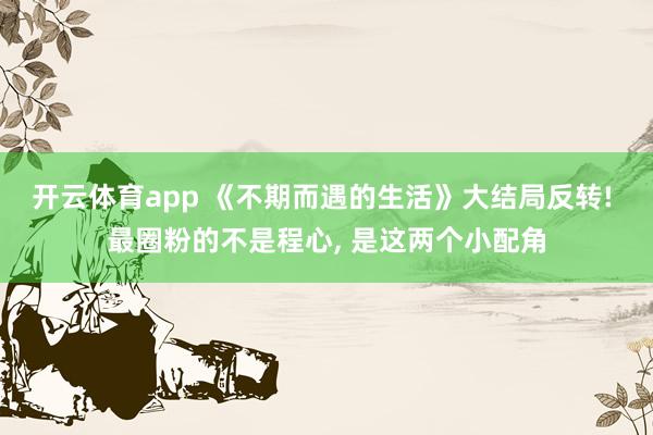 开云体育app 《不期而遇的生活》大结局反转! 最圈粉的不是程心, 是这两个小配角