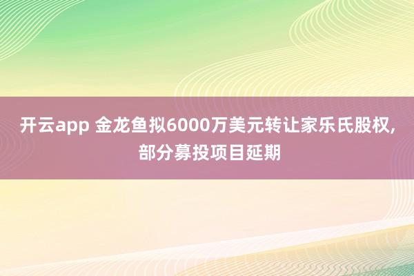 开云app 金龙鱼拟6000万美元转让家乐氏股权, 部分募投项目延期