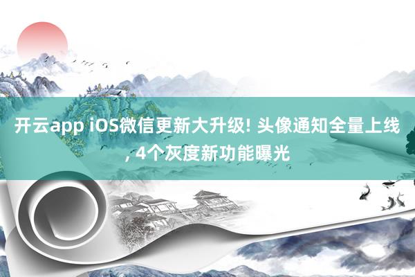 开云app iOS微信更新大升级! 头像通知全量上线, 4个灰度新功能曝光