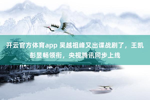 开云官方体育app 吴越祖峰又出谍战剧了,王凯彭昱畅领衔,央视腾讯同步上线