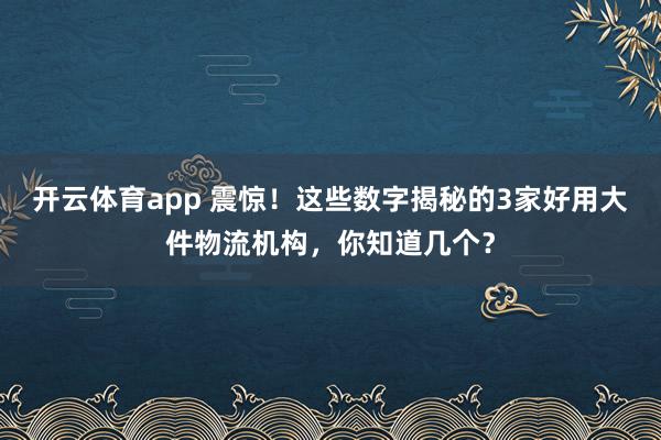 开云体育app 震惊!这些数字揭秘的3家好用大件物流机构,你知道几个?
