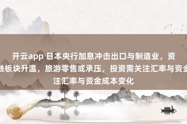 开云app 日本央行加息冲击出口与制造业，资本回流金融板块升温，旅游零售或承压，投资需关注汇率与资金成本变化