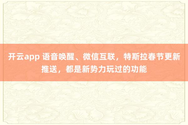 开云app 语音唤醒、微信互联，特斯拉春节更新推送，都是新势力玩过的功能