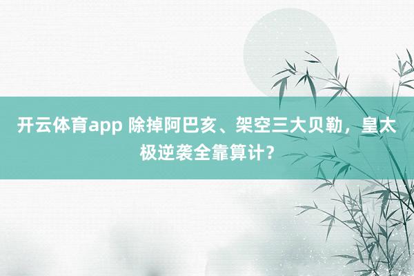 开云体育app 除掉阿巴亥、架空三大贝勒,皇太极逆袭全靠算计?
