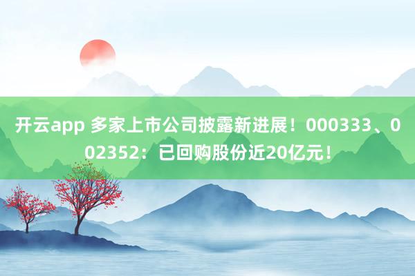 开云app 多家上市公司披露新进展！000333、002352：已回购股份近20亿元！