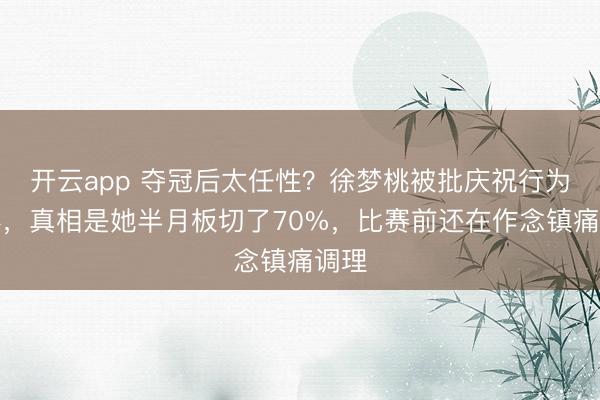 开云app 夺冠后太任性？徐梦桃被批庆祝行为忘形，真相是她半月板切了70%，比赛前还在作念镇痛调理