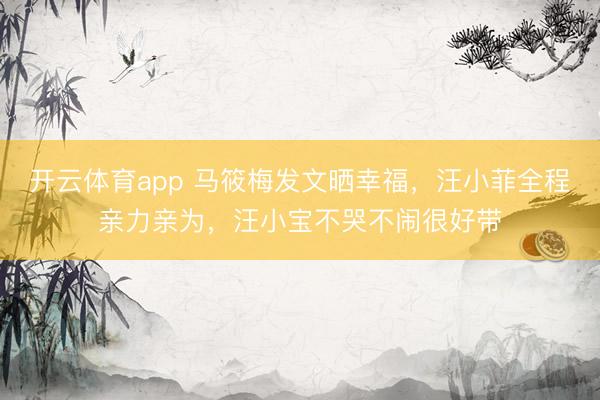 开云体育app 马筱梅发文晒幸福，汪小菲全程亲力亲为，汪小宝不哭不闹很好带